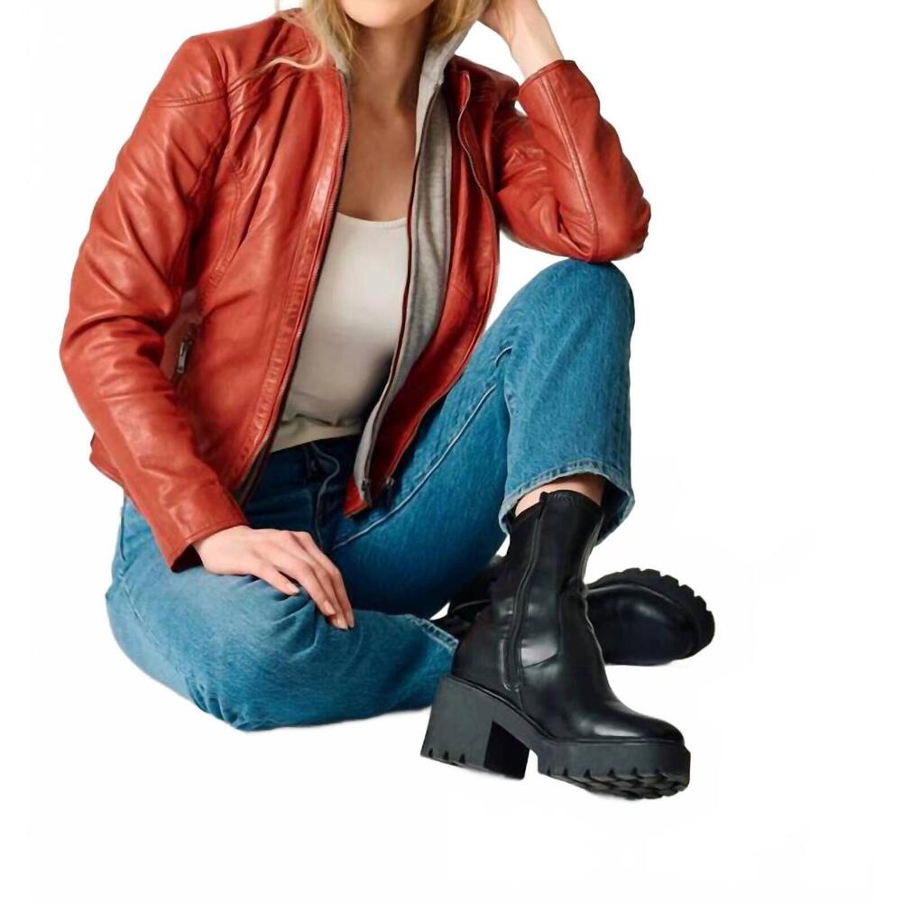 NEW MAURITIUS allice leather jacket in salsa